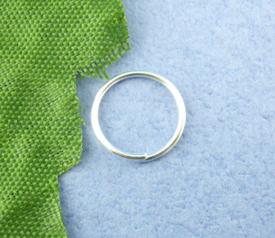 Immagine di 600 Pz 10mm Dia, 0.7mm(21 misura) Lega di Ferro Aperto Stile Anello di Salto Argento Placcato Tondo
