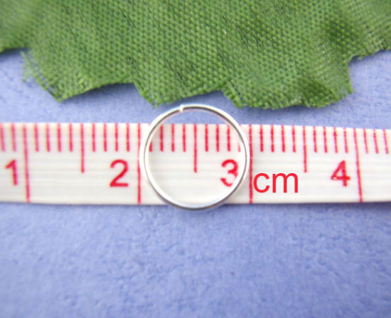Immagine di 600 Pz 10mm Dia, 0.7mm(21 misura) Lega di Ferro Aperto Stile Anello di Salto Argento Placcato Tondo
