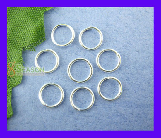 Immagine di 600 Pz 10mm Dia, 0.7mm(21 misura) Lega di Ferro Aperto Stile Anello di Salto Argento Placcato Tondo