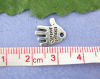 Picture of Zinc Based Alloy Charms Hand Antique Silver Color Message " Hand Made " Carved 12mm( 4/8") x 11mm( 3/8"), 80 PCs