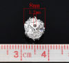 Picture of Brass Spacer Beads Ball Silver Plated Clear Rhinestone About 8mm( 3/8") Dia, Hole:Approx 1.2mm, 12 PCs                                                                                                                                                        