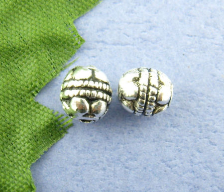 Picture of Zinc Based Alloy Spacer Beads Ball Antique Silver Color Dot About 6mm Dia., Hole: Approx 1.2mm, 80 PCs