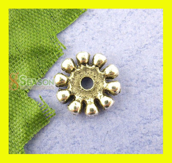 Picture of Zinc Based Alloy Spacer Beads Wheel Antique Silver Color About 10mm Dia, Hole:Approx 1.8mm, 70 PCs