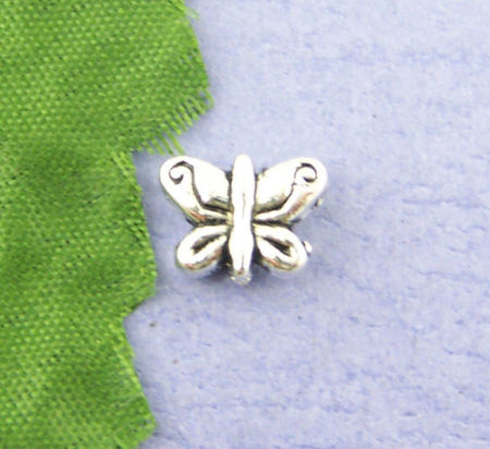 Zinc Based Alloy Beads Butterfly Antique Silver Color About 10mm x 8mm, Hole:Approx 1.2mm, 40 PCs
