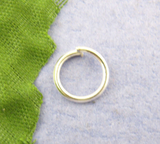 Immagine di 400 Pz 8mm Dia, 0.7mm(21 misura) Lega di Ferro Aperto Stile Anello di Salto Argento Placcato Tondo
