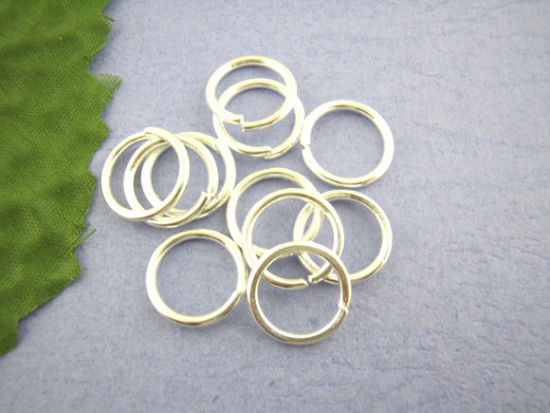 Immagine di 400 Pz 8mm Dia, 0.7mm(21 misura) Lega di Ferro Aperto Stile Anello di Salto Argento Placcato Tondo