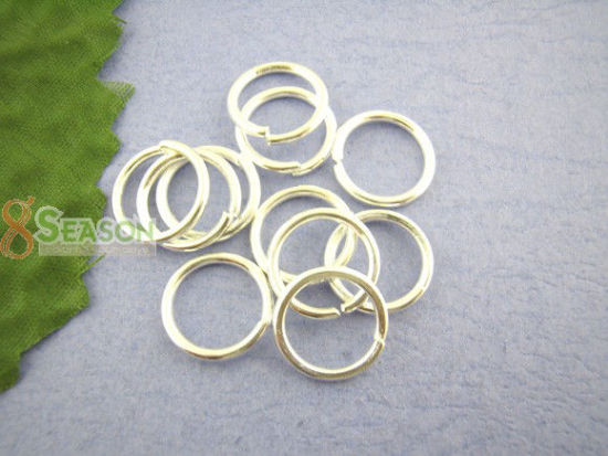 Immagine di 400 Pz 8mm Dia, 0.7mm(21 misura) Lega di Ferro Aperto Stile Anello di Salto Argento Placcato Tondo