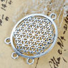Picture of Zinc Based Alloy Flower Of Life Chandelier Connectors Findings Round Antique Silver Color 37mm x 29mm, 5 PCs