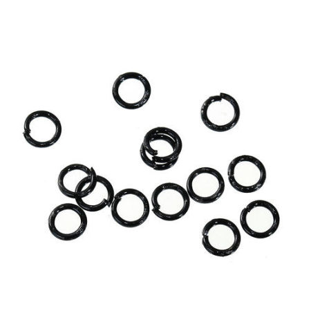 Image de 1000 Pcs 4mm Dia, 0.7mm(taille 21) Anneaux de Jonction pour la Fabrication de Bijoux Ouvert en Alliage de Fer Noir Rond