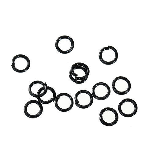 Picture of 1000 PCs 4mm Dia., 0.7mm(21 gauge) Iron Based Alloy Open Jump Rings Findings For Jewelry Making Black Round