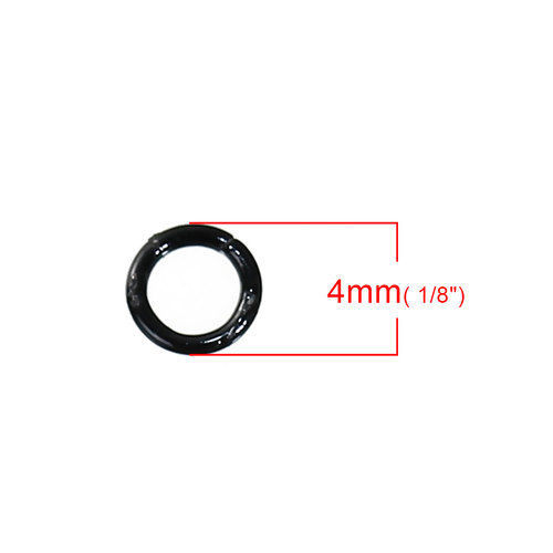 Picture of 1000 PCs 4mm Dia., 0.7mm(21 gauge) Iron Based Alloy Open Jump Rings Findings For Jewelry Making Black Round