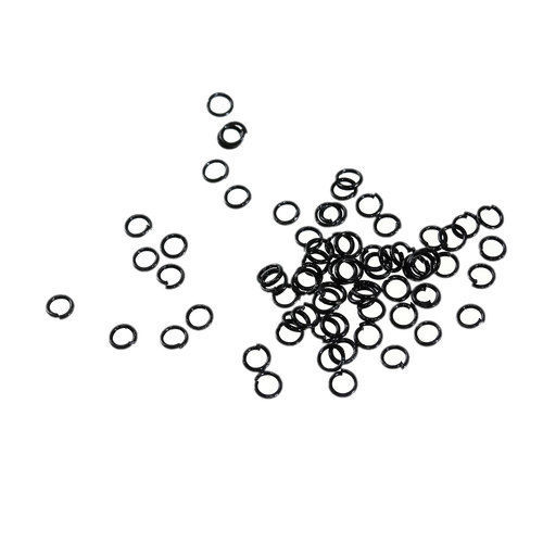 Picture of 1000 PCs 4mm Dia., 0.7mm(21 gauge) Iron Based Alloy Open Jump Rings Findings For Jewelry Making Black Round