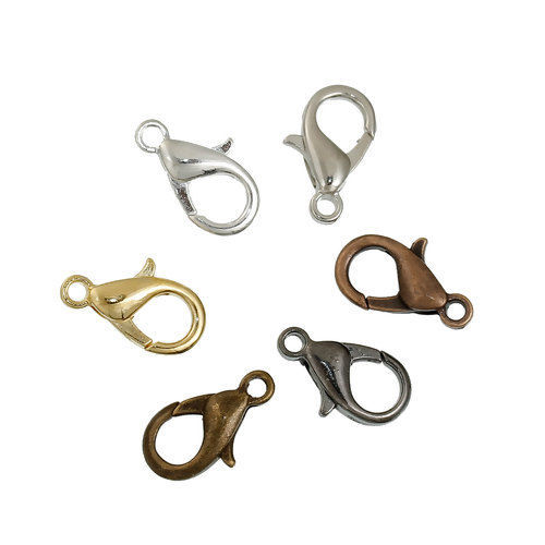 Picture of Zinc Based Alloy Lobster Clasp Findings Mixed 14mm x 7mm, 60 PCs