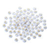 Imagen de Acrílico de Cuentas Ronda , Blanco Letras Esmalte 10mm Diámetro, Agujero: acerca de 1.9mm, 200 Unidades