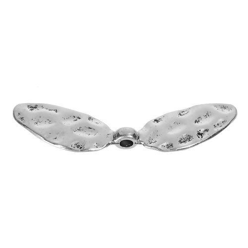 Picture of Zinc Based Alloy Spacer Beads Dragonfly Wing Antique Silver Color About 42mm x 11mm, Hole: Approx 2.5mm, 30 PCs
