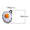 Picture of Zinc Based Alloy Charms Poached Egg Black White & Yellow Enamel 19mm( 6/8") x 16mm( 5/8"), 5 PCs