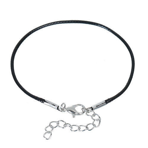 Picture of Wax Rope Braiding Bracelets Black 18.5cm(7 2/8") long, 10 PCs