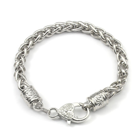Zinc Based Alloy & Iron Based Alloy Foxtail Chain Lobster Clasp Bracelets Silver Tone 21cm(8 2/8") long, 1 Piece