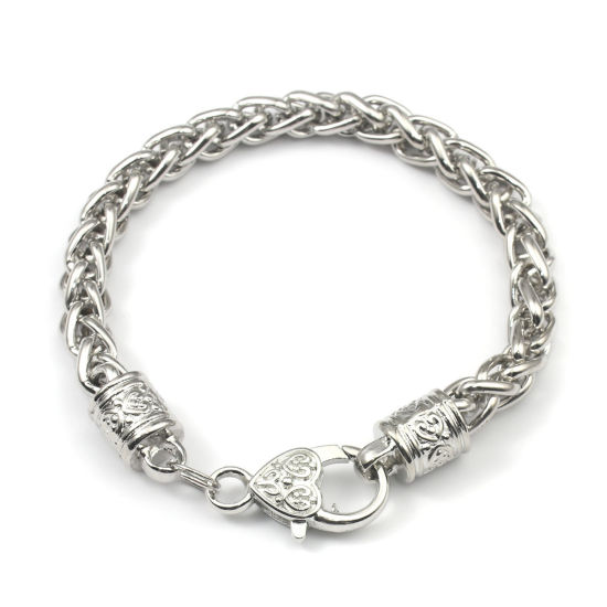 Picture of Zinc Based Alloy & Iron Based Alloy Foxtail Chain Lobster Clasp Bracelets Silver Tone 21cm(8 2/8") long, 1 Piece