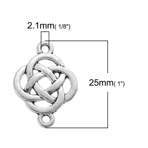 Image de Connecteurs de Bijoux en Alliage de Zinc Nœud celtique Argent Vieilli Creux 25mm x 18mm, 30 Pcs
