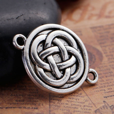 Image de Connecteurs de Bijoux en Alliage de Zinc Rond Argent Vieilli Nœuds Celtique 27mm x 20mm, 20 Pcs