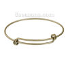 Picture of Brass Expandable Bangles Bracelets Double Bar Round Antique Bronze Adjustable From 26cm(10 2/8") - 21cm(8 2/8") long, 1 Piece                                                                                                                                 