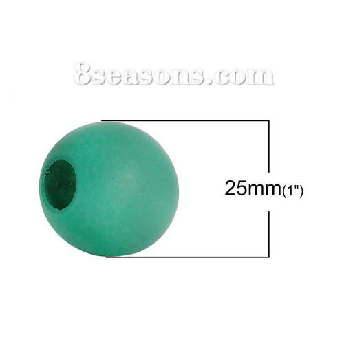 Image de Perles en Bois de Hinoki Naturel Rond Bleu-Vert 25mm Dia, Taille de Trou: 10mm - 9mm, 20 Pcs
