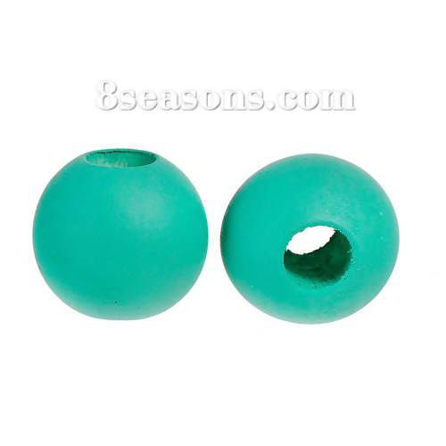 Image de Perles en Bois de Hinoki Naturel Rond Bleu-Vert 25mm Dia, Taille de Trou: 10mm - 9mm, 20 Pcs