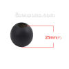 Picture of Hinoki Wood Spacer Beads Round Dark Gray About 25mm Dia, Hole: Approx 10mm - 9mm, 20 PCs