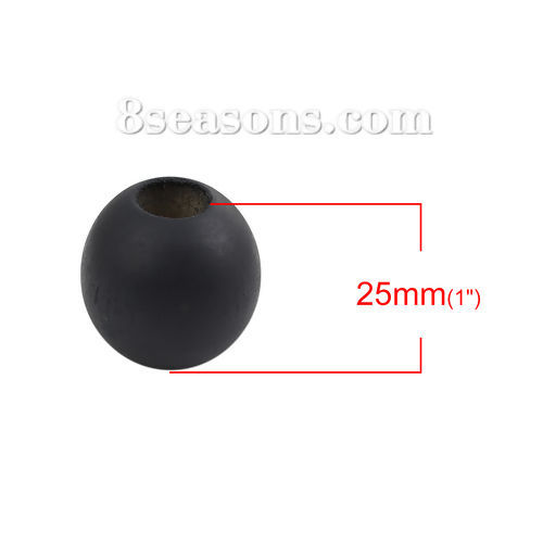Image de Perles en Bois de Hinoki Naturel Rond Gris Foncé 25mm Dia, Taille de Trou: 10mm - 9mm, 20 Pcs