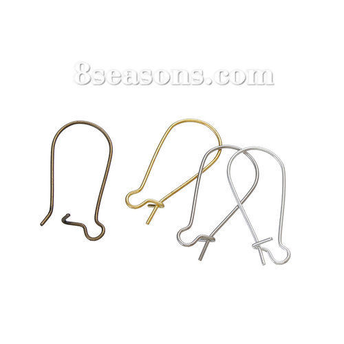 Picture of Zinc Based Alloy Ear Wire Hooks Earring Findings Mixed 25mm x 11mm - 24mm x 11mm, Post/ Wire Size: (21 gauge), 200 PCs