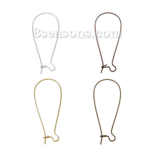 Picture of Zinc Based Alloy & Iron Based Alloy Ear Wire Hooks Earring Findings Mixed 38mm x 16mm - 35mm x 15mm, Post/ Wire Size: (21 gauge), 200 PCs