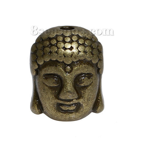 Image de Perles en Alliage de Zinc Bouddha Bronze Antique 11mm x 9mm, Taille de Trou: 1.8mm, 20 Pcs
