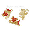 Picture of Zinc Based Alloy Charms Christmas Santa Claus Gold Plated Peace Symbol Red Enamel 22mm( 7/8") x 17mm( 5/8"), 3 PCs