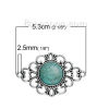 Picture of Zinc Based Alloy Boho Chic Connectors Findings Rhombus Antique Silver Color Pattern Carved Green Blue Imitation Turquoise 53mm x 35mm, 2 PCs