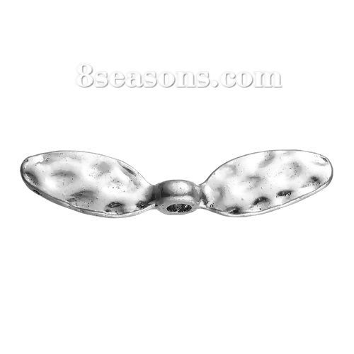 亜鉛合金 スペーサー ビーズ トンボ 翼 銀古美 約 31mm x 7mm、 穴：約 2.5mm、 50 個 の画像