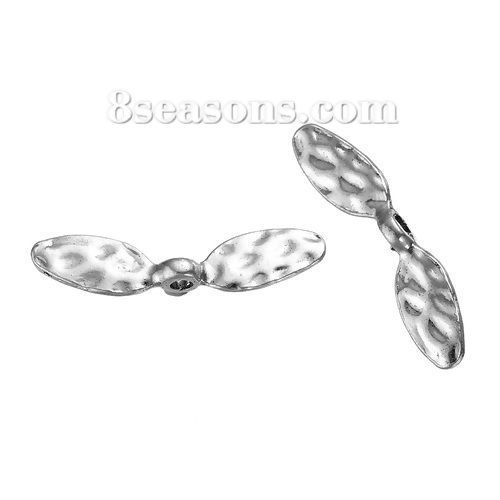 Bild von Zinklegierung Zwischenperlen Spacer Perlen Libellen Flügel Antiksilber ca. 31mm x 7mm, Loch:ca. 2.5mm, 50 Stücke