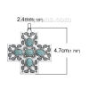Picture of Zinc Based Alloy Boho Chic Pendants Cross Antique Silver Color Green Blue Pattern Imitation Turquoise 47mm(1 7/8") x 43mm(1 6/8"), 2 PCs
