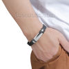 Picture of 304 Stainless Steel & Silicone Bracelets Silver Tone Blank 22cm(8 5/8") long, 1 Piece