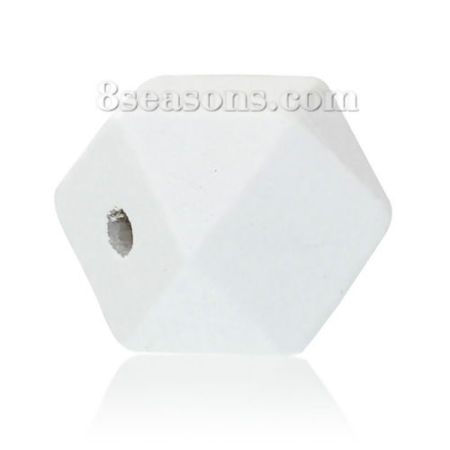 Natural Hinoki Wood Spacer Beads Octagon White 20mm x 20mm, Hole: Approx 4mm, 20 PCs