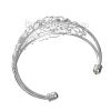 Picture of Brass Open Cuff Bangles Bracelets Oval Silver Plated Flower Hollow 15.5cm(6 1/8") long, 1 Piece                                                                                                                                                               