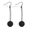 Picture of Brass Ear Post Stud Earrings Cabochon Settings Round Black Painting (Fit 12mm Dia.) 60mm(2 3/8") x 14mm( 4/8"), Post/ Wire Size: (21 gauge), 2 PCs                                                                                                            