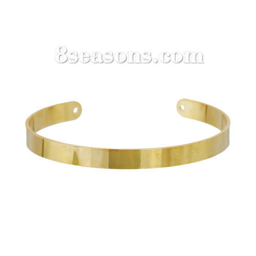 Picture of Brass Open Cuff Bangles Bracelets Round Gold Plated 15cm(5 7/8") long, 3 PCs                                                                                                                                                                                  