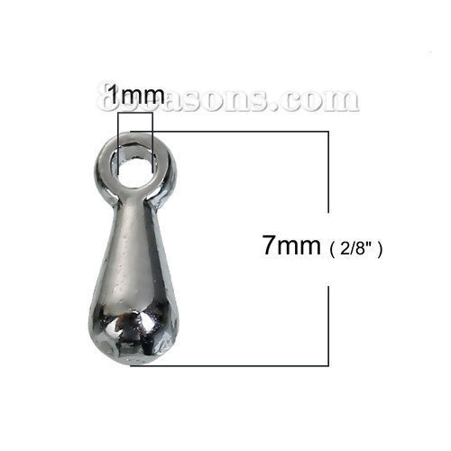 Picture of Zinc Based Alloy Charms Drop Silver Tone 7mm( 2/8") x 3mm( 1/8"), 300 PCs