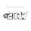Picture of Zinc Based Alloy Charms Number " 2017 " Antique Silver Color 20mm( 6/8") x 6mm( 2/8"), 20 PCs