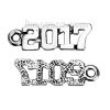 Picture of Zinc Based Alloy Charms Number " 2017 " Antique Silver Color 20mm( 6/8") x 6mm( 2/8"), 20 PCs