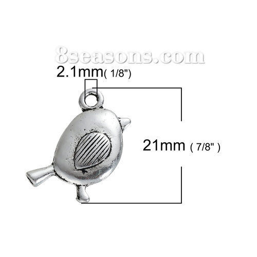 Picture of Zinc Based Alloy 3D Charms Mother Bird Antique Silver Color 21mm( 7/8") x 19mm( 6/8"), 10 PCs