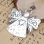 Imagen de Aleación del Cinc Colgantes Ángel Plata Antigua Corazón 72mm x 63mm, 2 Unidades
