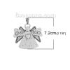 Picture of Zinc Based Alloy Pendants Angel Antique Silver Color Wing Heart Carved 72mm(2 7/8") x 63mm(2 4/8"), 2 PCs