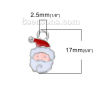 Picture of Zinc Based Alloy Charms Christmas Santa Claus Silver Tone White & Red (Can Hold ss4 Pointed Back Rhinestone) Enamel 17mm( 5/8") x 11mm( 3/8"), 10 PCs